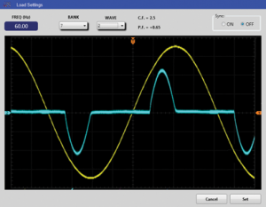 APS AC Electronic Load Crest Factor Selection Interface
